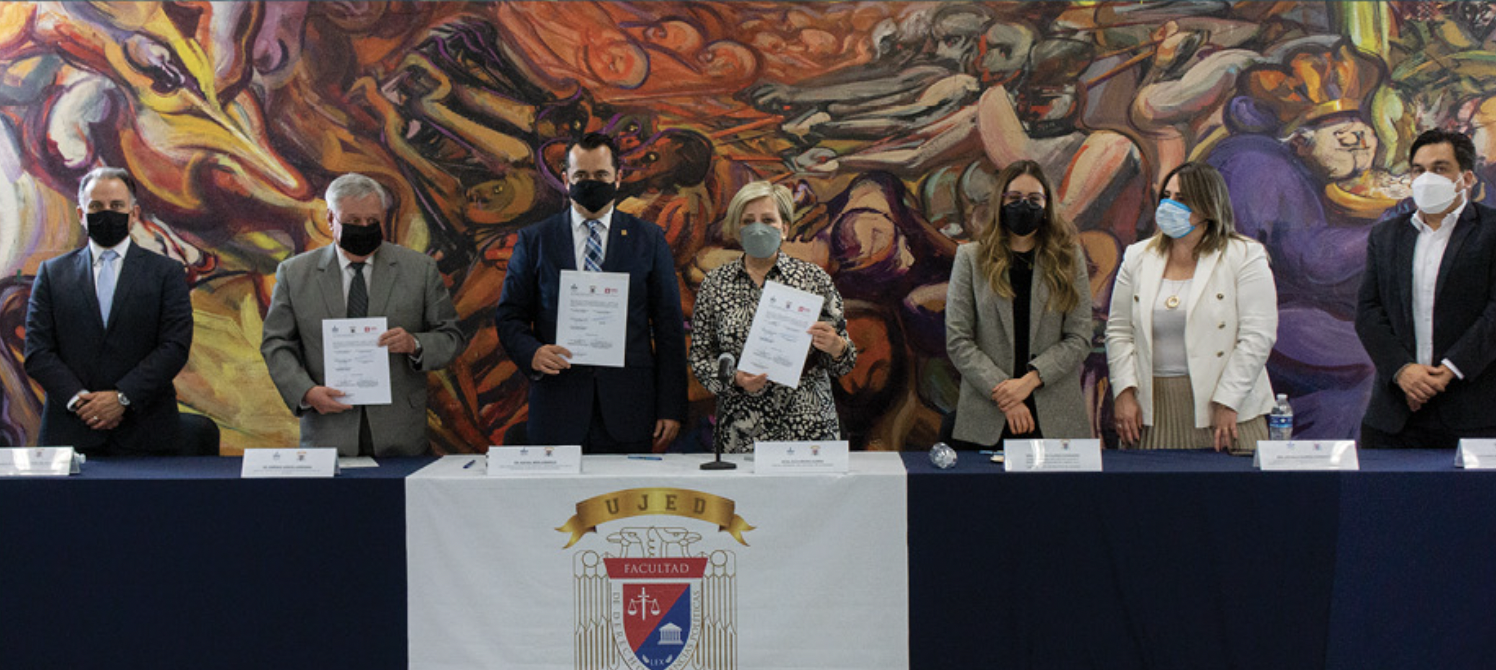 El 7 de marzo firmamos un convenio con la Facultad de Derecho y Ciencias Políticas de la Universidad Juárez del Estado de Durango y la Fiscalía General de Justicia del mismo estado para realizar el programa de prácticas profesionales en procuración de justicia.